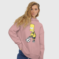 Женское худи Oversize хлопок Барт Симпсон - крутой футбольный форвард - фото 2