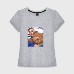 Женская футболка хлопок Slim Егор Крид с мишкой