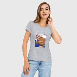 Женская футболка хлопок Slim Егор Крид с мишкой - фото 2