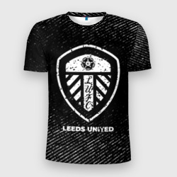 Мужская футболка 3D Slim Leeds United с потертостями на темном фоне