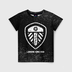 Детская футболка 3D Leeds United с потертостями на темном фоне