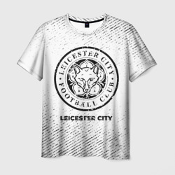 Мужская футболка 3D Leicester City с потертостями на светлом фоне