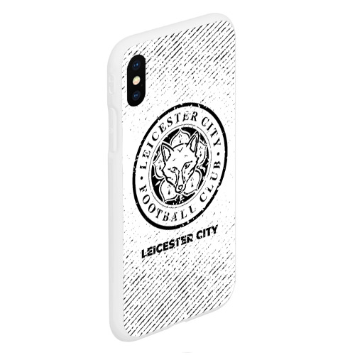 Чехол для iPhone XS Max матовый Leicester City с потертостями на светлом фоне - фото 3