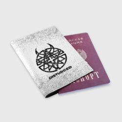 Обложка для паспорта матовая кожа Disturbed с потертостями на светлом фоне - фото 2