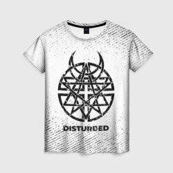 Женская футболка 3D Disturbed с потертостями на светлом фоне