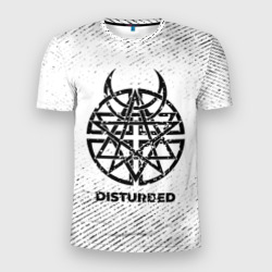 Мужская футболка 3D Slim Disturbed с потертостями на светлом фоне