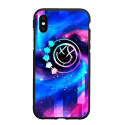 Чехол для iPhone XS Max матовый Blink 182 неоновый космос