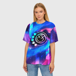 Женская футболка oversize 3D Blink 182 неоновый космос - фото 2