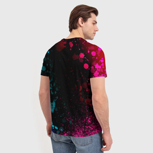 Мужская футболка 3D Five Finger Death Punch - neon gradient, цвет 3D печать - фото 4