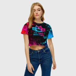 Женская футболка Crop-top 3D Five Finger Death Punch - neon gradient - фото 2