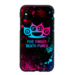 Чехол для iPhone XS Max матовый Five Finger Death Punch - neon gradient