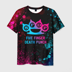 Мужская футболка 3D Five Finger Death Punch - neon gradient