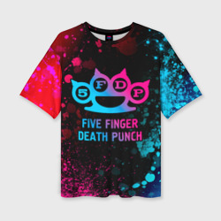 Женская футболка oversize 3D Five Finger Death Punch - neon gradient