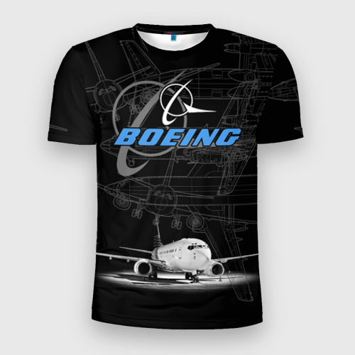 Мужская футболка 3D Slim с принтом Boeing 737, вид спереди #2