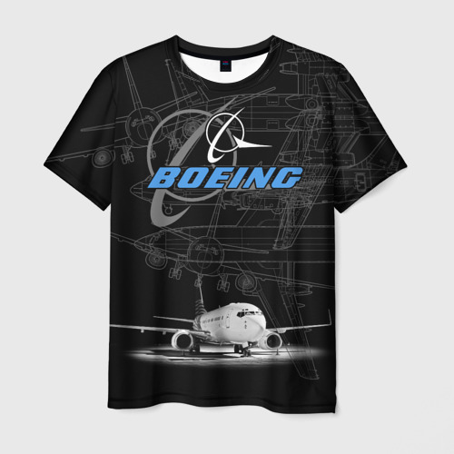 Мужская футболка с принтом Boeing 737, вид спереди №1
