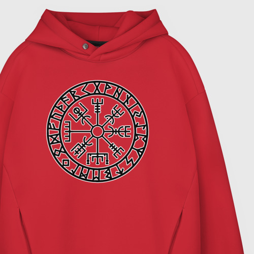 Мужское худи Oversize хлопок Vegvisir, цвет красный - фото 4