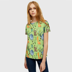 Женская футболка 3D Африканские животные - слон обезьянка жираф - фото 2