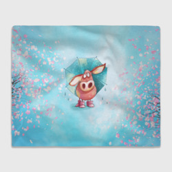 Плед 3D Свинка под зонтиком в дождь