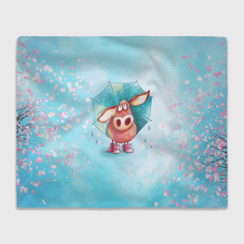 Плед 3D Свинка под зонтиком в дождь, цвет 3D (велсофт)