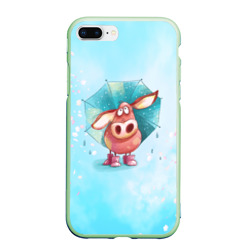 Чехол для iPhone 7Plus/8 Plus матовый Свинка под зонтиком в дождь