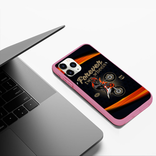 Чехол для iPhone 11 Pro Max матовый 2 колеса навсегда - Мотокросс, цвет малиновый - фото 5