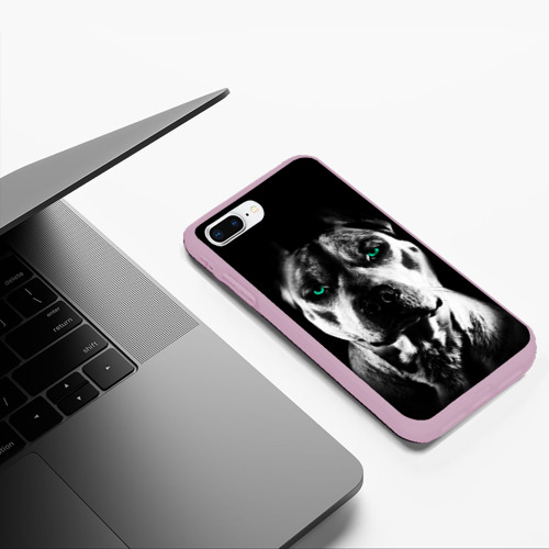 Чехол для iPhone 7Plus/8 Plus матовый Амстафф - Американский стаффордширский терьер, цвет розовый - фото 5