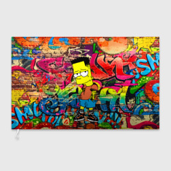 Флаг 3D Крутой Барт Симпсон на фоне граффити