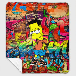 Крутой Барт Симпсон на фоне стены с граффити – Плед с рукавами с принтом купить со скидкой в -13%