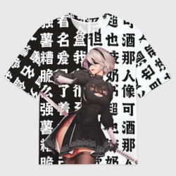 Женская футболка oversize 3D 2B с катаной Nier Automata