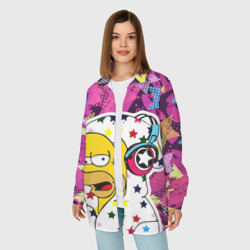 Женская рубашка oversize 3D Гомер Симпсон в звёздном балахоне - фото 2