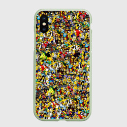 Чехол для iPhone XS Max матовый Симпсоны все Герои