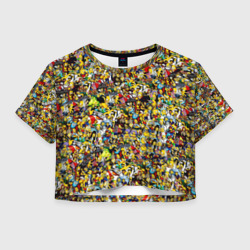 Женская футболка Crop-top 3D Симпсоны все Герои