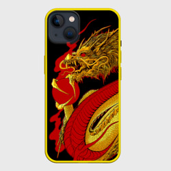 Чехол для iPhone 14 Plus Японский Золотой Дракон