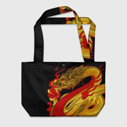 Пляжная сумка 3D Японский Золотой Дракон