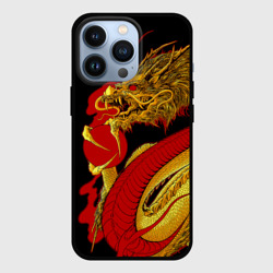 Чехол для iPhone 13 Pro Японский Золотой Дракон
