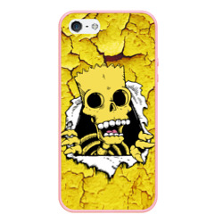 Чехол для iPhone 5/5S матовый Скелет Барта Симпсона разрывает штукатурку стены