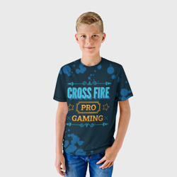 Футболка с принтом Игра Cross Fire: pro gaming для ребенка, вид на модели спереди №2. Цвет основы: белый