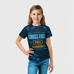 Футболка с принтом Игра Cross Fire: pro gaming для ребенка, вид на модели спереди №3. Цвет основы: белый