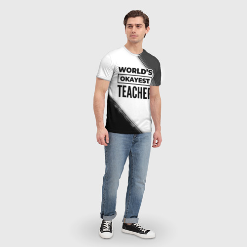 Мужская футболка 3D World's okayest teacher - white, цвет 3D печать - фото 5