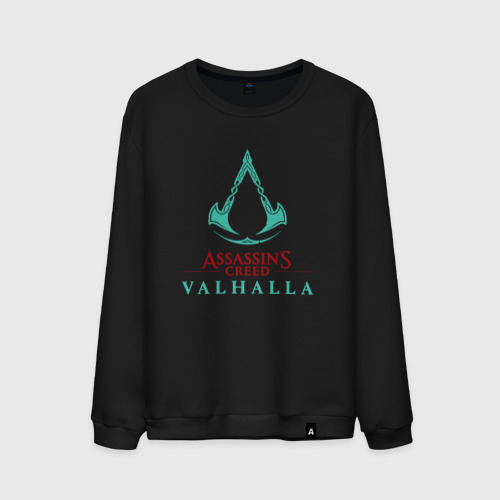 Мужской свитшот хлопок Assassins Creed Valhalla - logo, цвет черный