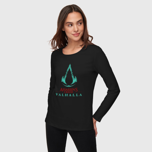 Женский лонгслив хлопок Assassins Creed Valhalla - logo, цвет черный - фото 3