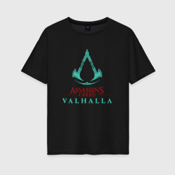 Женская футболка хлопок Oversize Assassins Creed Valhalla - logo