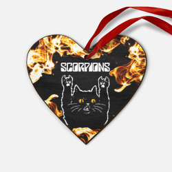 Деревянная игрушка Сердце Scorpions рок кот и огонь