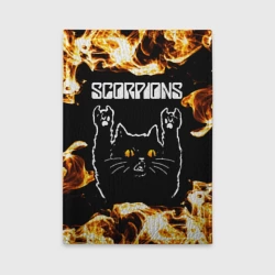 Обложка для автодокументов Scorpions рок кот и огонь