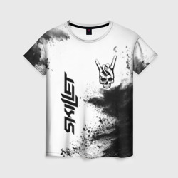 Женская футболка 3D Skillet и рок символ на светлом фоне