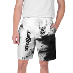 Мужские шорты 3D Skillet и рок символ на светлом фоне