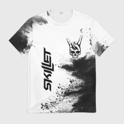 Мужская футболка 3D Skillet и рок символ на светлом фоне