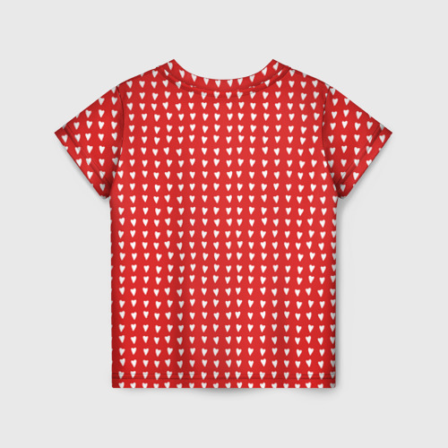 Детская футболка 3D Красные сердечки паттерн, цвет 3D печать - фото 2