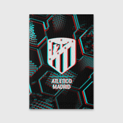 Обложка для паспорта матовая кожа Atletico Madrid FC в стиле glitch на темном фоне