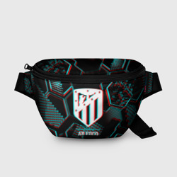 Поясная сумка 3D Atletico Madrid FC в стиле glitch на темном фоне